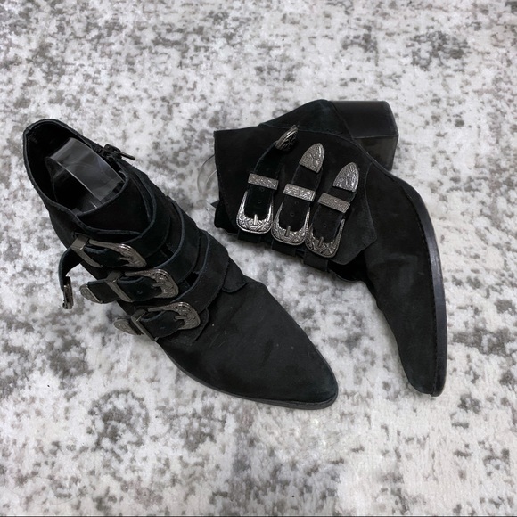 L’intervalle Shoes - L’intervalle Suede Ankle Boot with Silver hardware